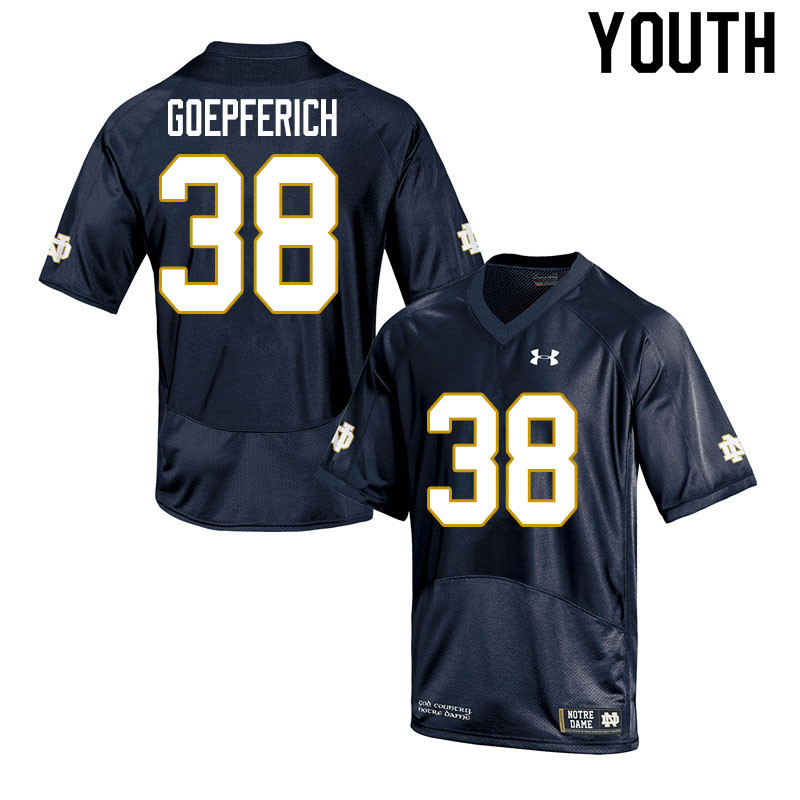 Youth NCAA Notre Dame Fighting Irish #38 Dawson Goepferich Stitched College Under Armour Authentic Navy Football Jersey IP10V58WV